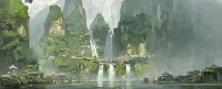 02213-1149031400-chinese buliding,temple,guofeng,(pond_0.8),sunkilow,concept art,waterfall come from the mountain top,panorama,long shot,(reflect.jpg